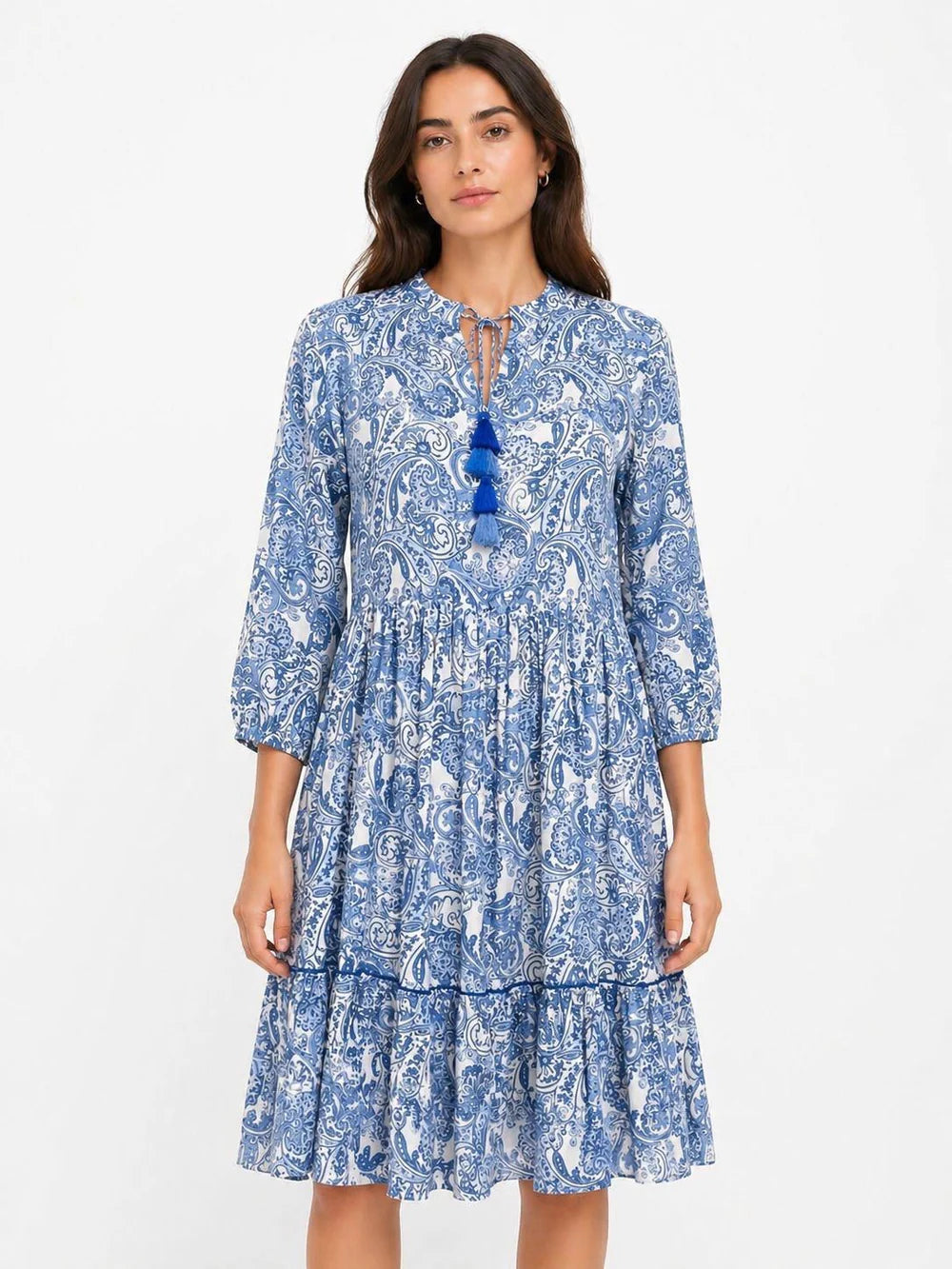 Paisley Viscose Dress - Blue
