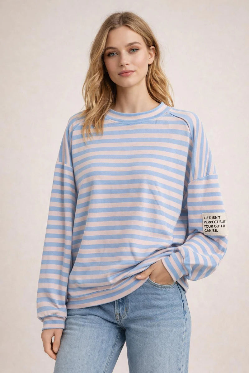 Light Striped Sweatshirt "Life Isn&