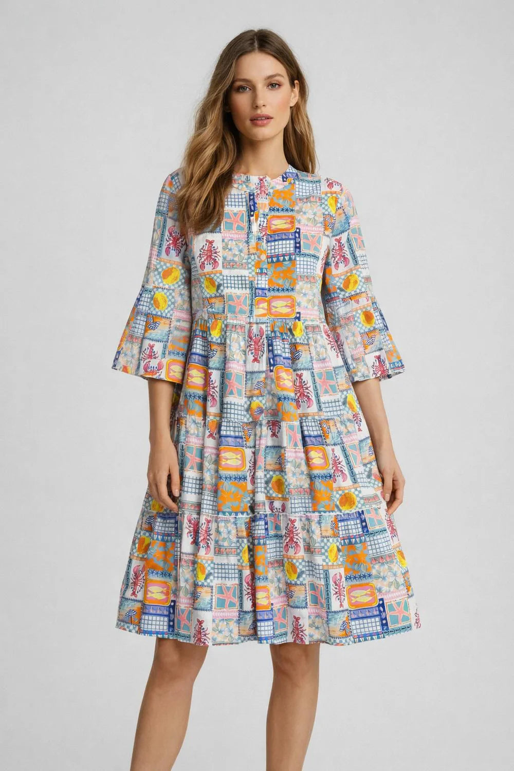 Patchwork Print Dress - Multicolour