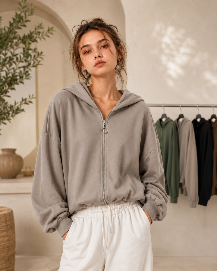 Éloise Zip Hoodie – Grau