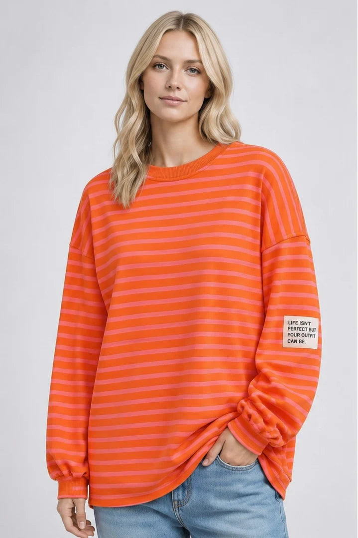 Light Striped Sweatshirt "Life Isn&
