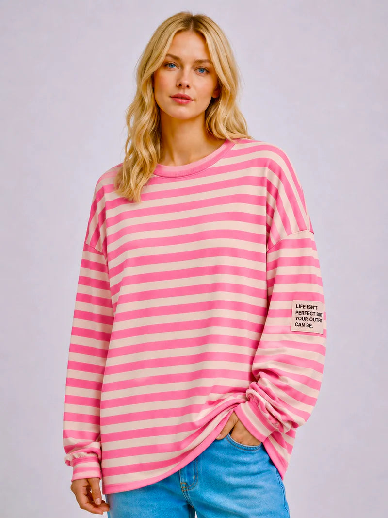 Light Striped Sweatshirt "Life Isn&