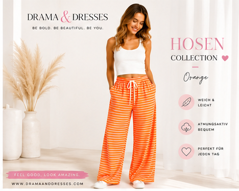 Gestreifte Palazzo Hose – Orange/Weiß
