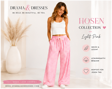 Gestreifte Palazzo Hose – Pink/Weiß