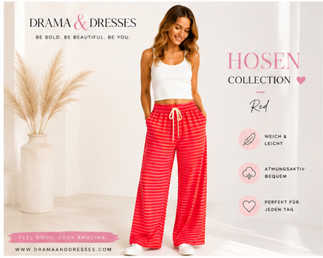 Gestreifte Palazzo Hose – Rot/Orange