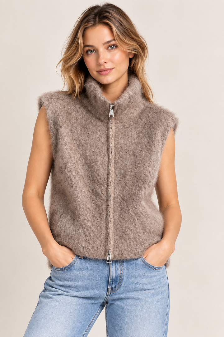 Livia Kid Mohair Strickweste Damen mit Reißverschluss
