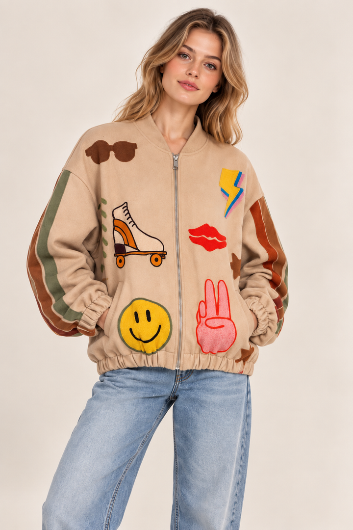 Lola Oversize Bomberjacke Damen mit Patches