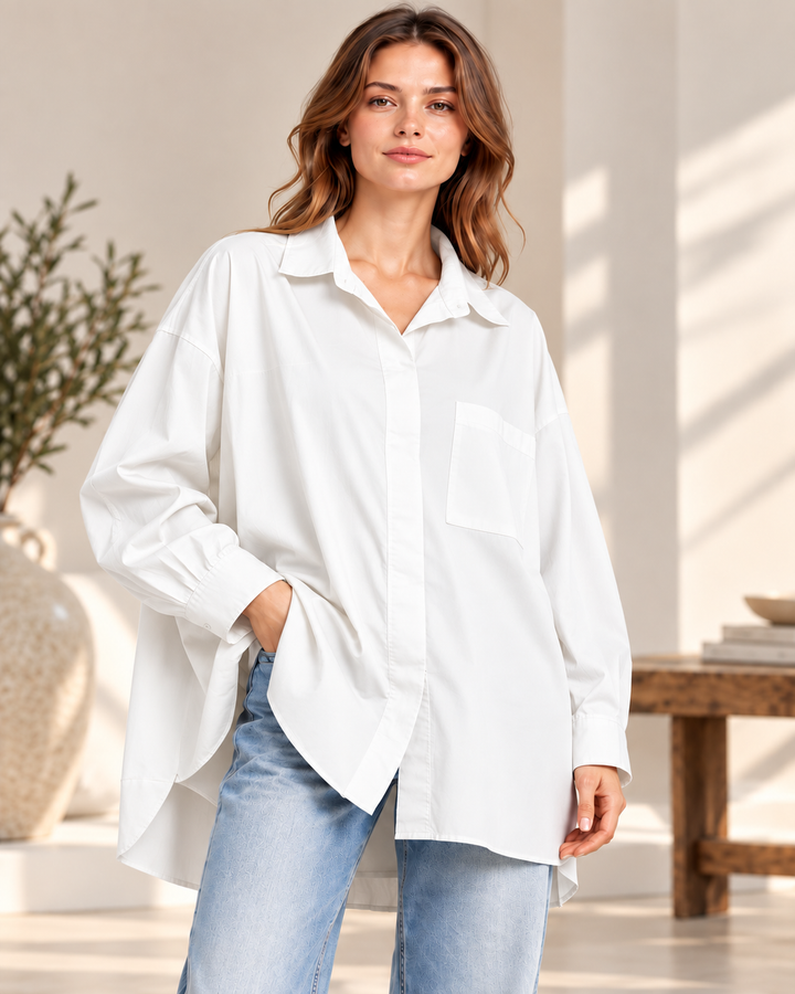 Oversize Popeline-Bluse aus 100 % Baumwolle