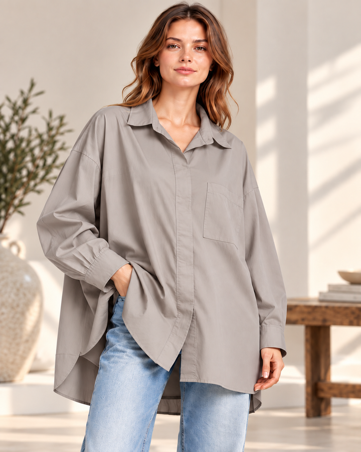 Oversize Popeline-Bluse aus 100 % Baumwolle