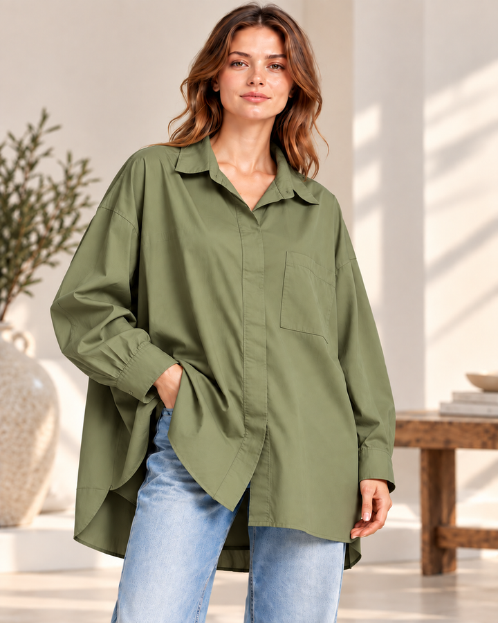 Oversize Popeline-Bluse aus 100 % Baumwolle