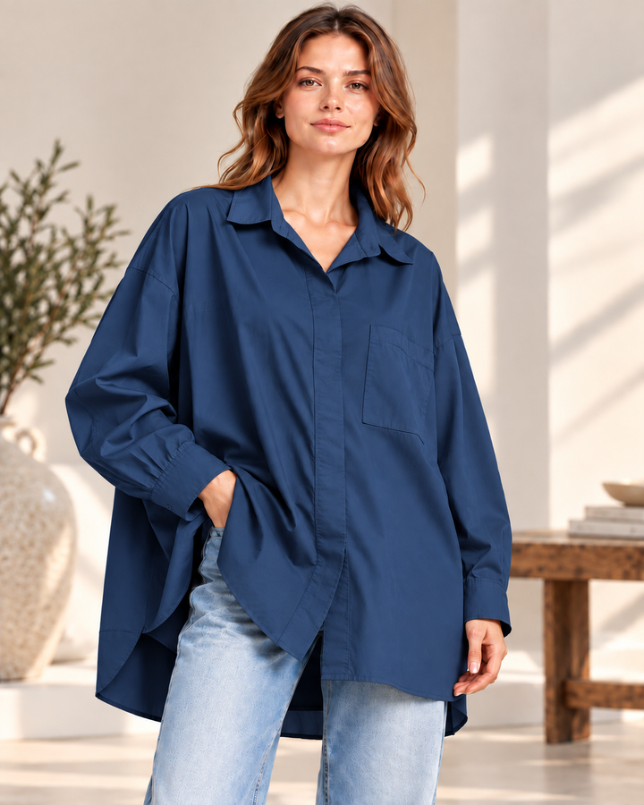 Oversize Popeline-Bluse aus 100 % Baumwolle