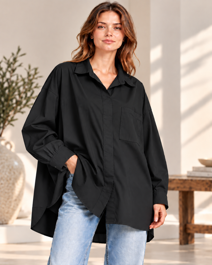 Oversize Popeline-Bluse aus 100 % Baumwolle