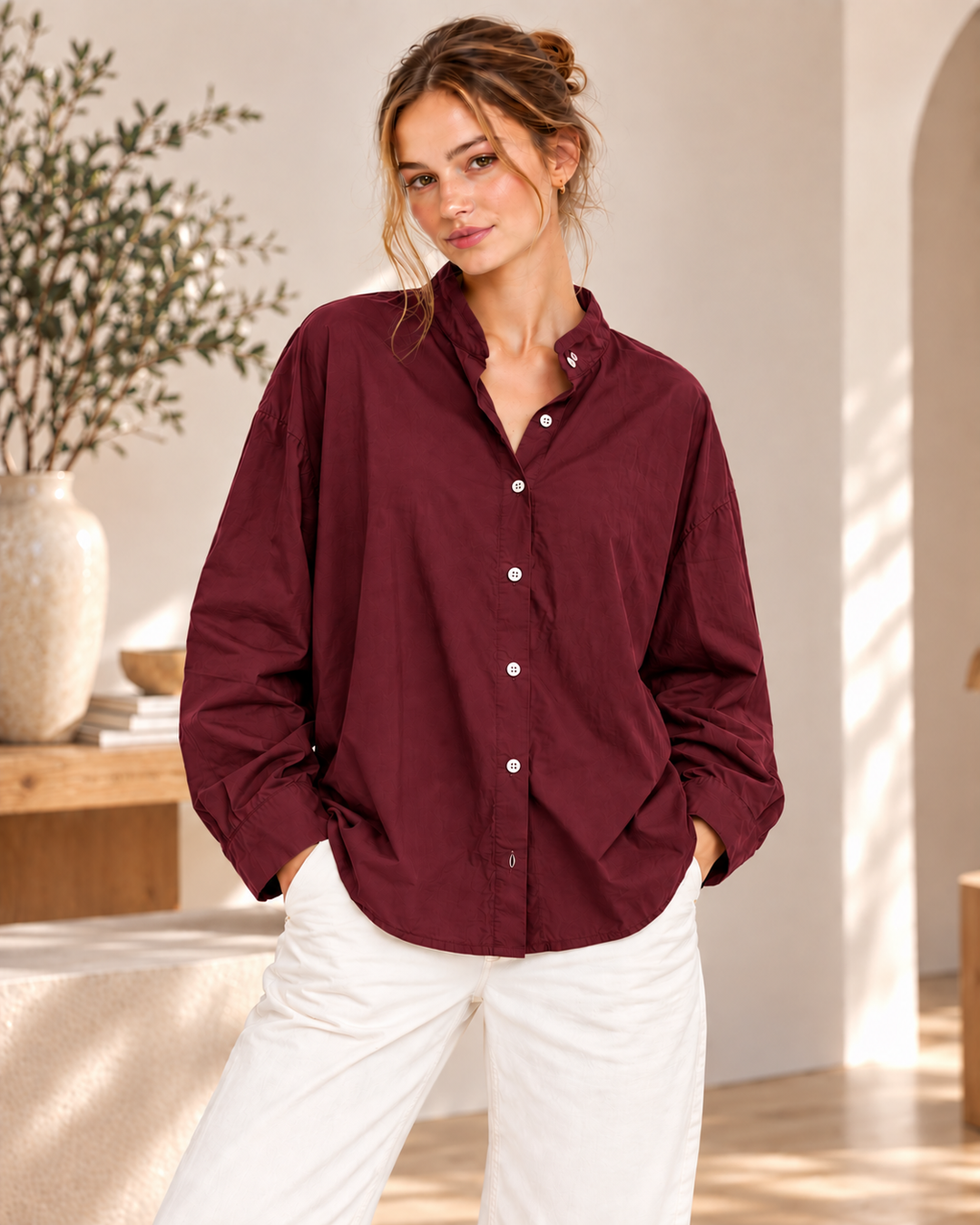 Popeline-Bluse aus 100 % Baumwolle