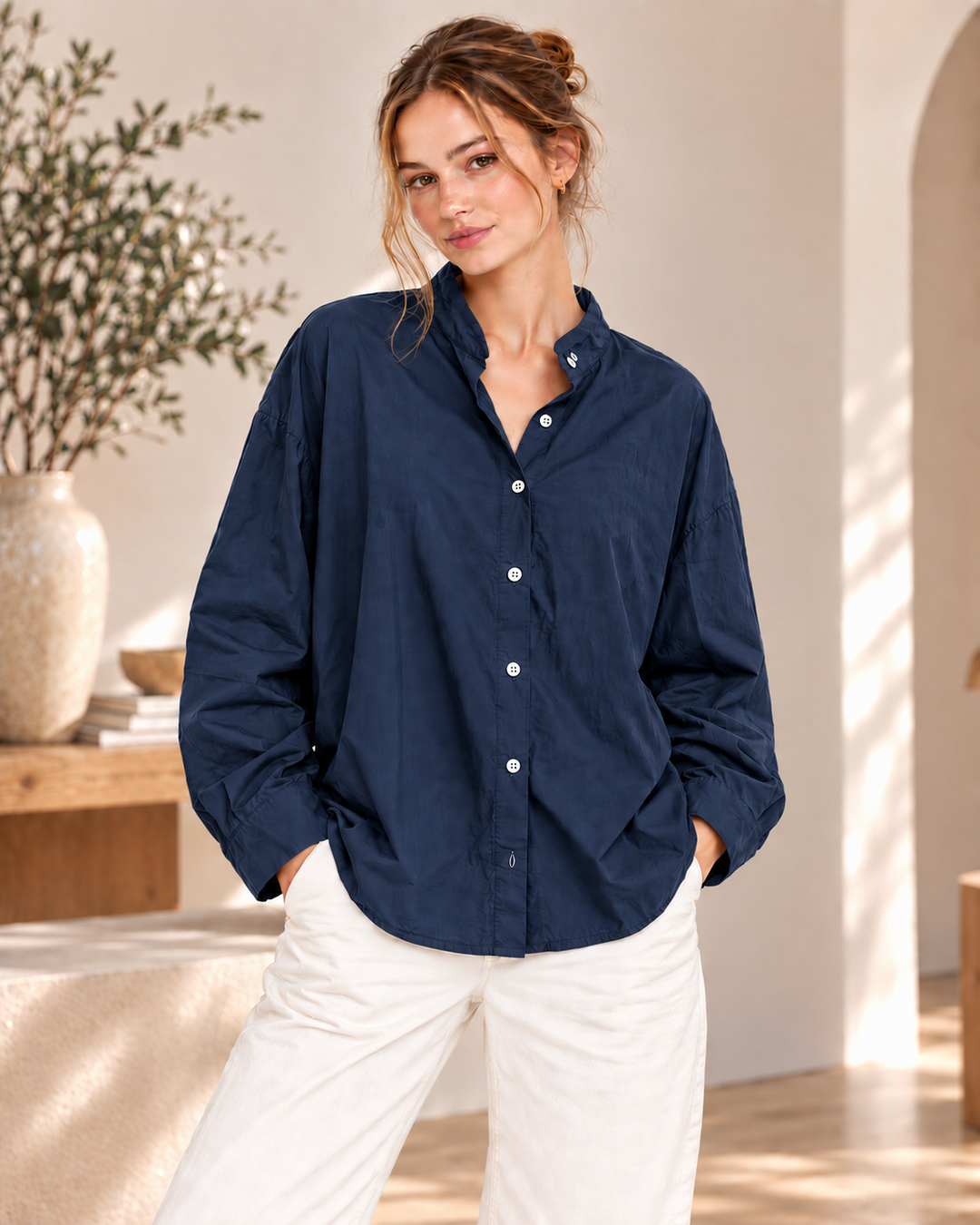 Popeline-Bluse aus 100 % Baumwolle