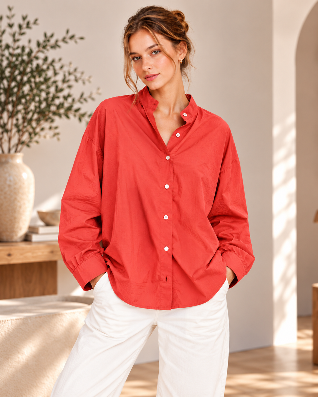 Popeline-Bluse aus 100 % Baumwolle