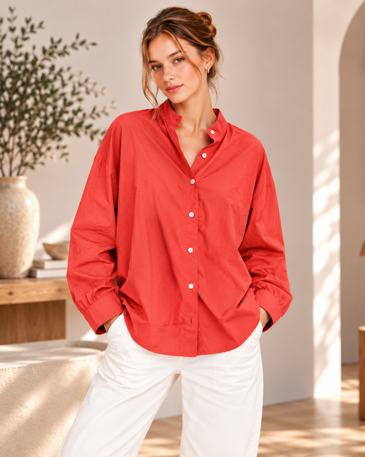 Popeline-Bluse aus 100 % Baumwolle