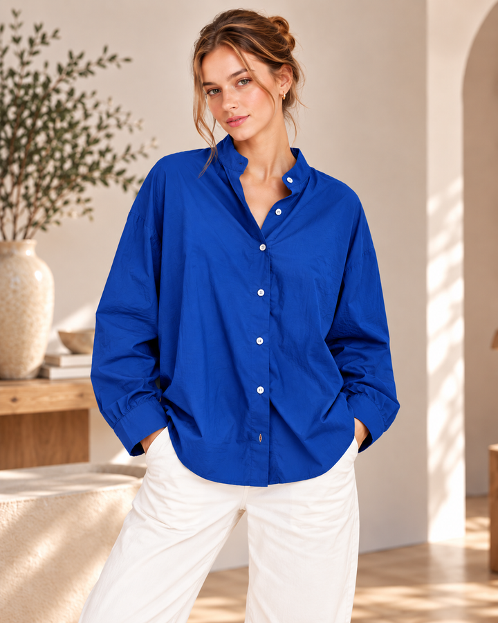 Popeline-Bluse aus 100 % Baumwolle