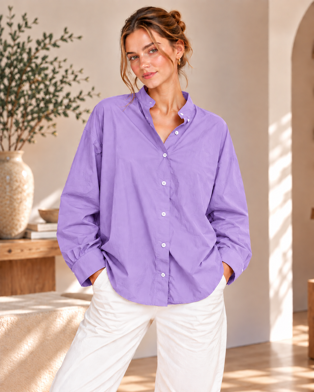 Popeline-Bluse aus 100 % Baumwolle