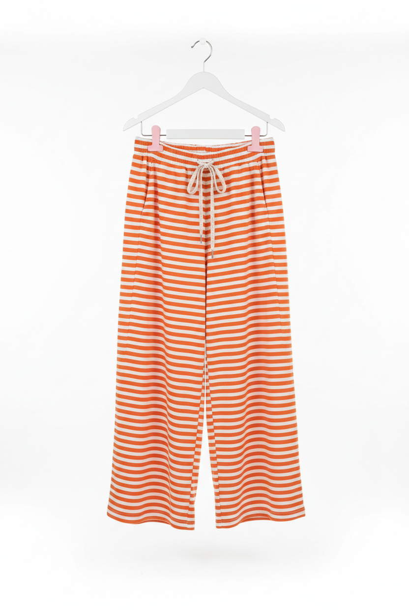 Gestreifte Palazzo Hose – Orange/Weiß