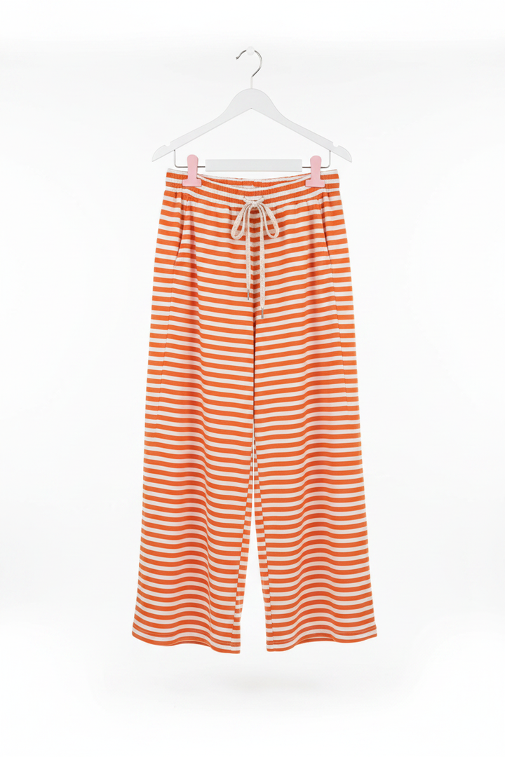 Gestreifte Palazzo Hose – Orange/Weiß