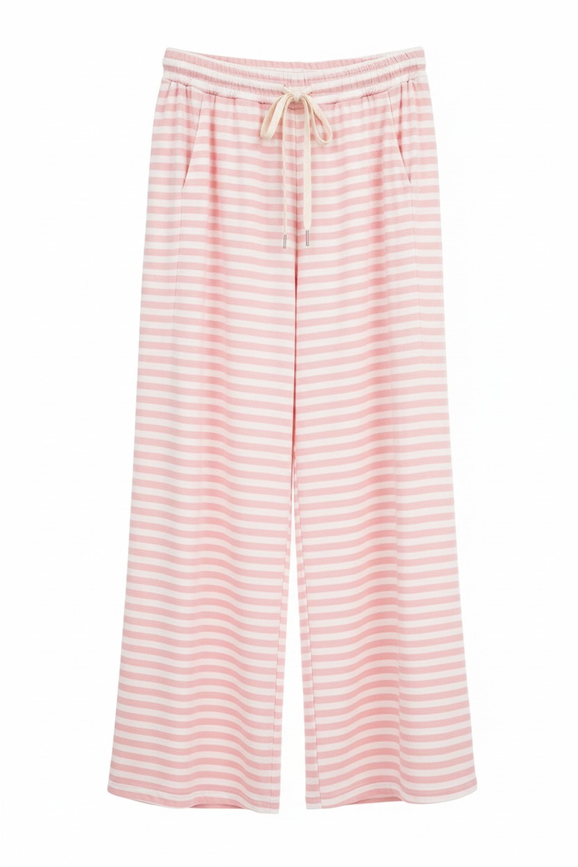 Gestreifte Palazzo Hose – Pink/Weiß