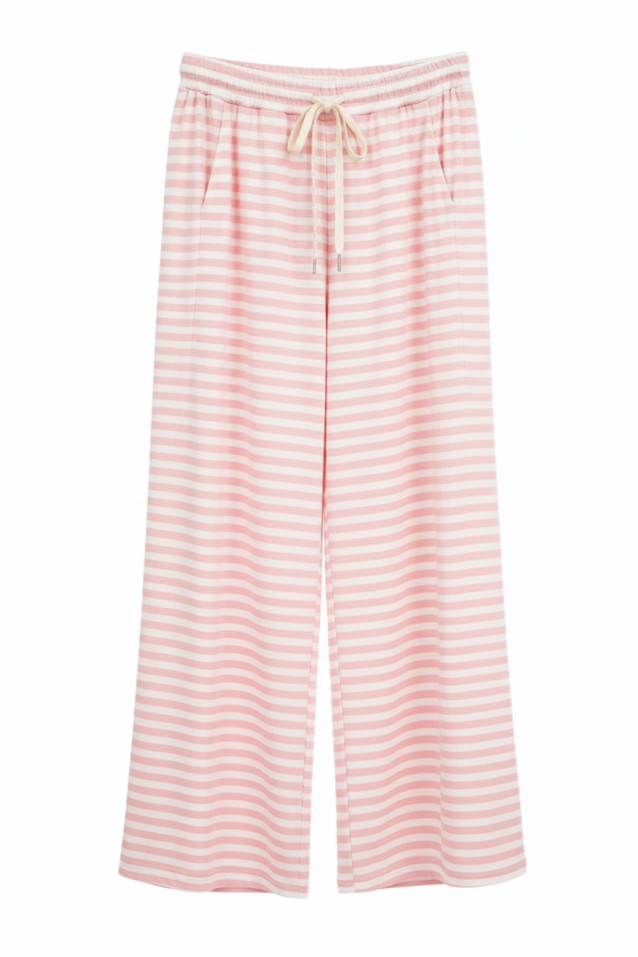 Gestreifte Palazzo Hose – Pink/Weiß