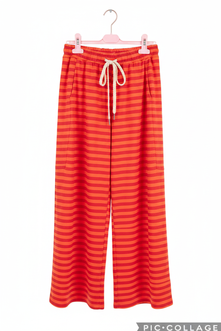 Gestreifte Palazzo Hose – Rot/Orange