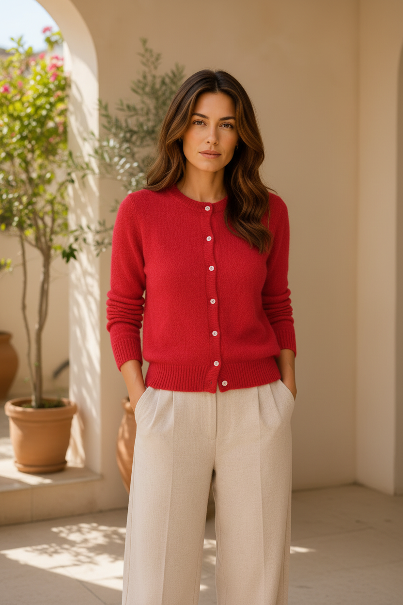 Alba Alpaka Cardigan – Rot