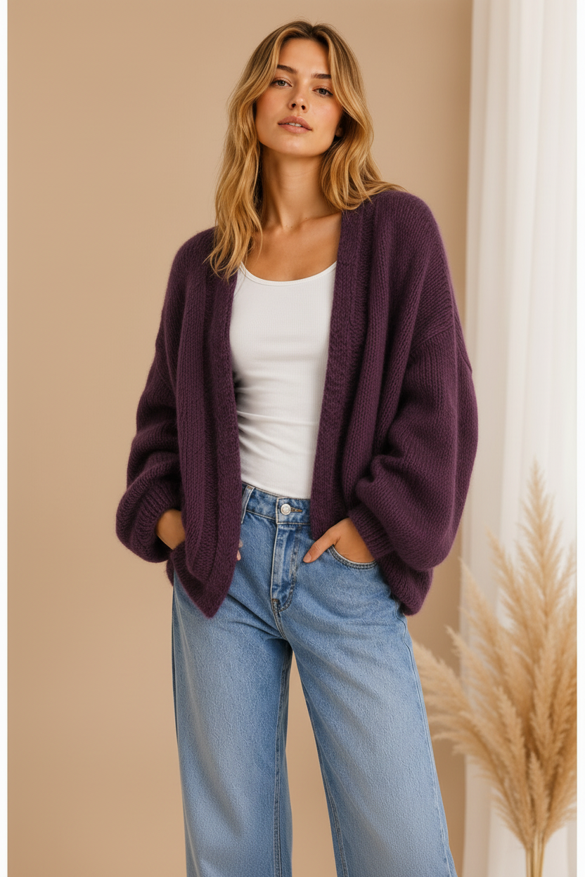 Luna Soft Knit Cardigan – Violett
