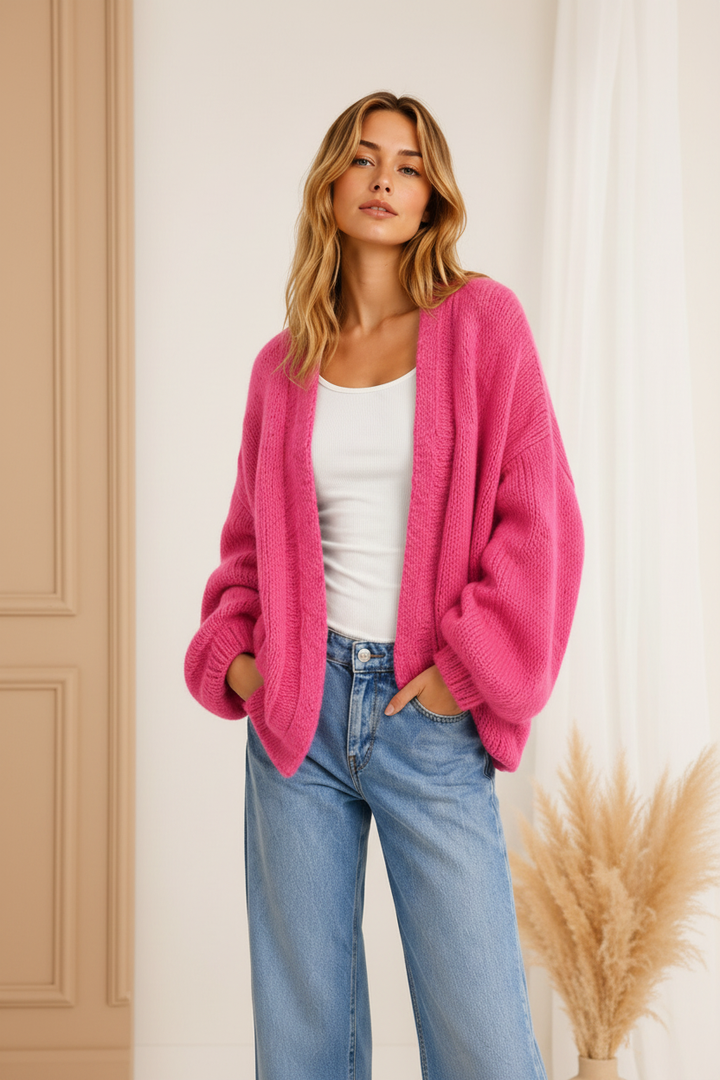 Luna Soft Knit Cardigan – Fuchsia