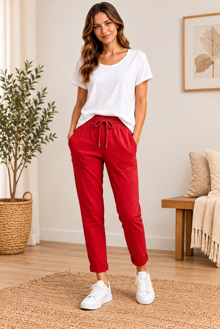 Damen Baumwollhose Elina in Rot