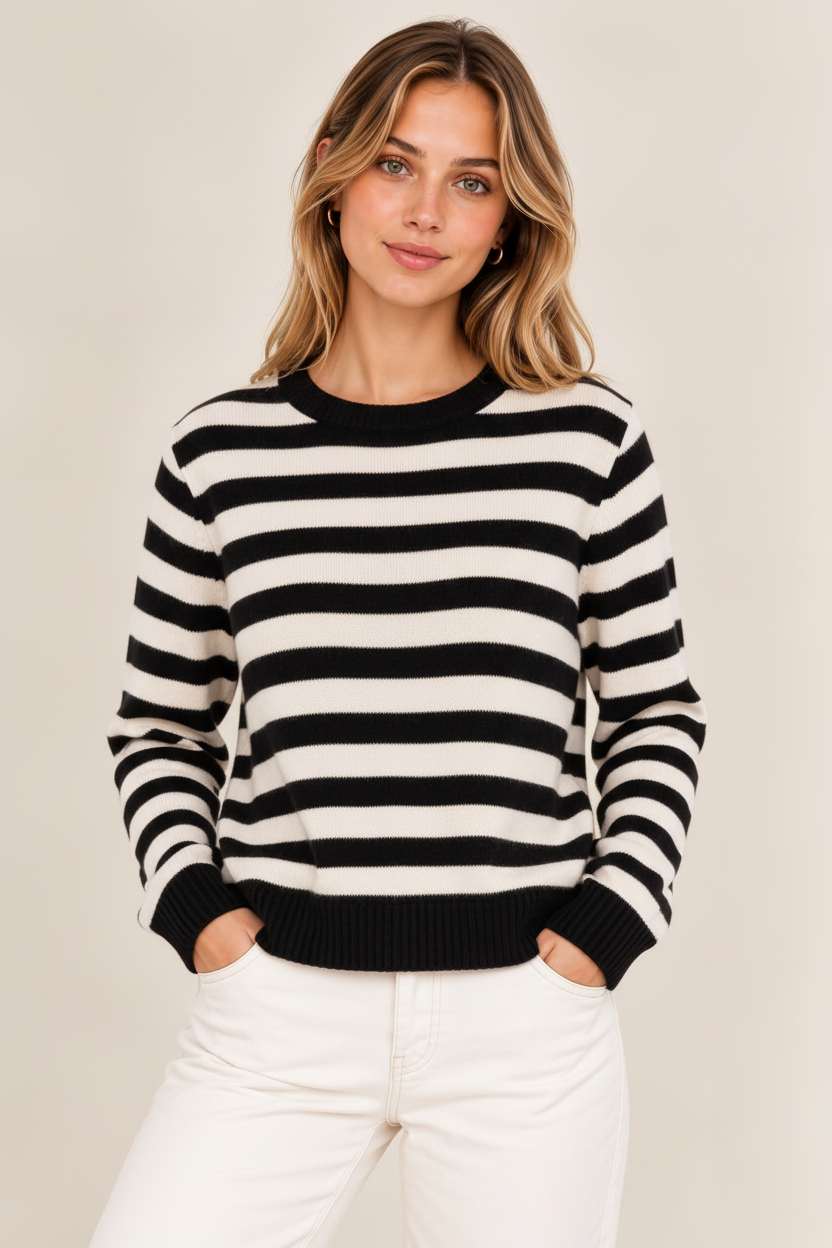 Amelie Cashmere-Woll Strickpullover Damen gestreift