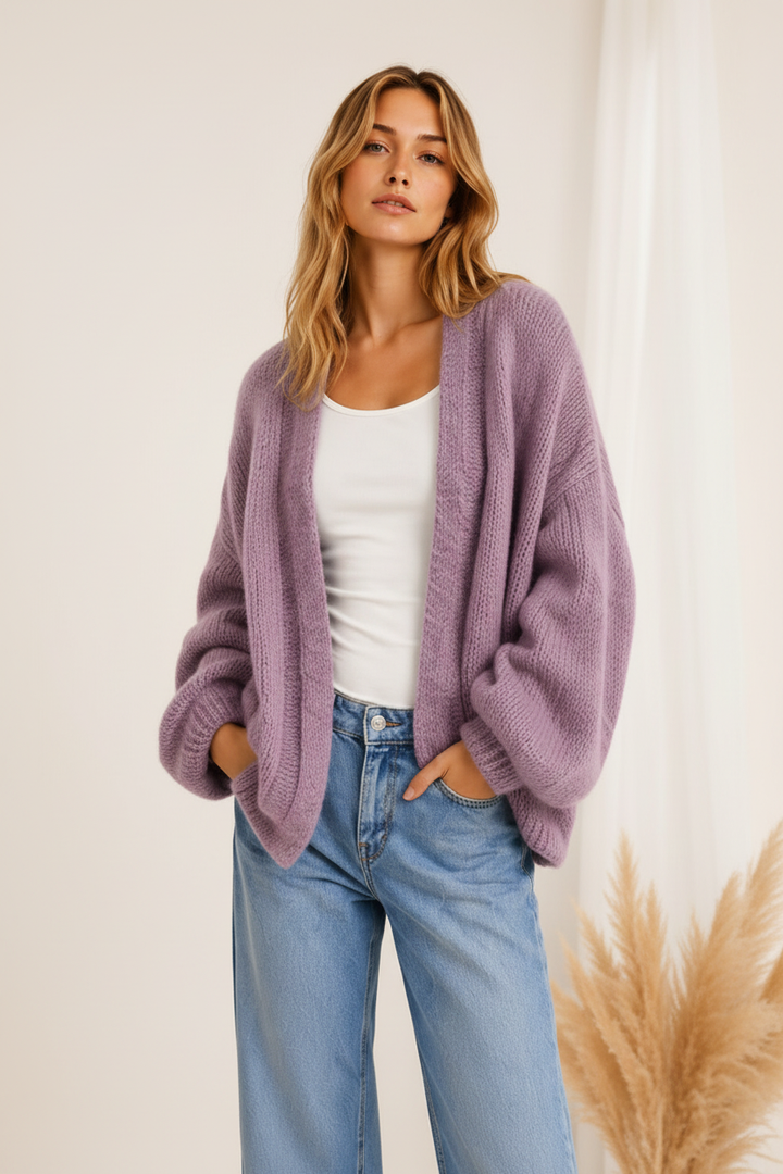 Luna Soft Knit Cardigan – Lila