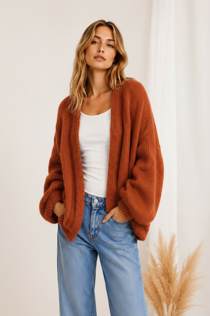 Luna Soft Knit Cardigan – Orange Dunkel