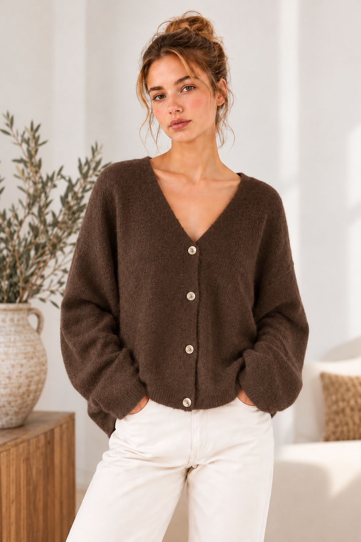Strickcardigan Livella in Schokobraun