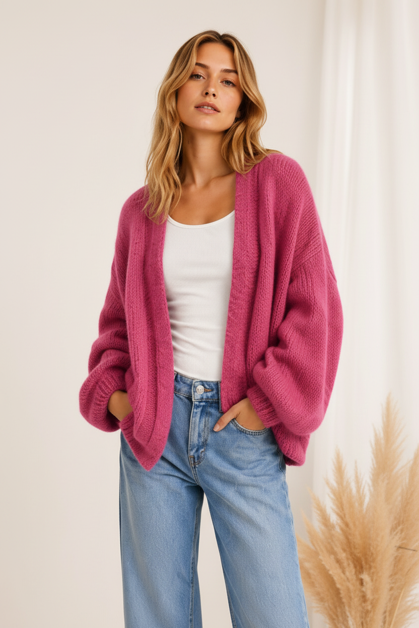 Luna Soft Knit Cardigan – Pink