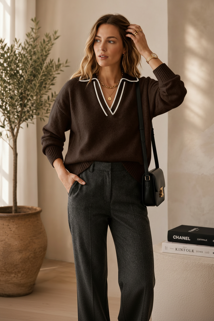 Venezia Knit Polo – Dark Coffee