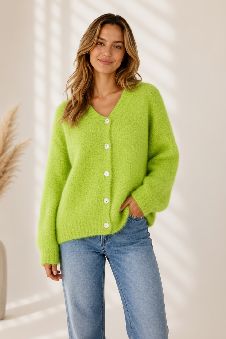 Fluffy Mohair Cardigan – Green