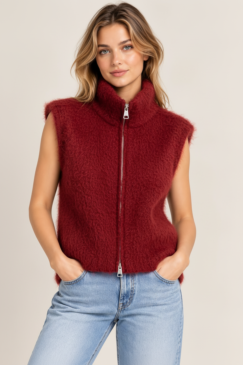 Livia Kid Mohair Strickweste Damen mit Reißverschluss