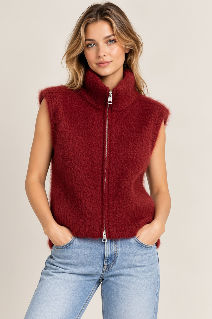 Livia Kid Mohair Strickweste Damen mit Reißverschluss