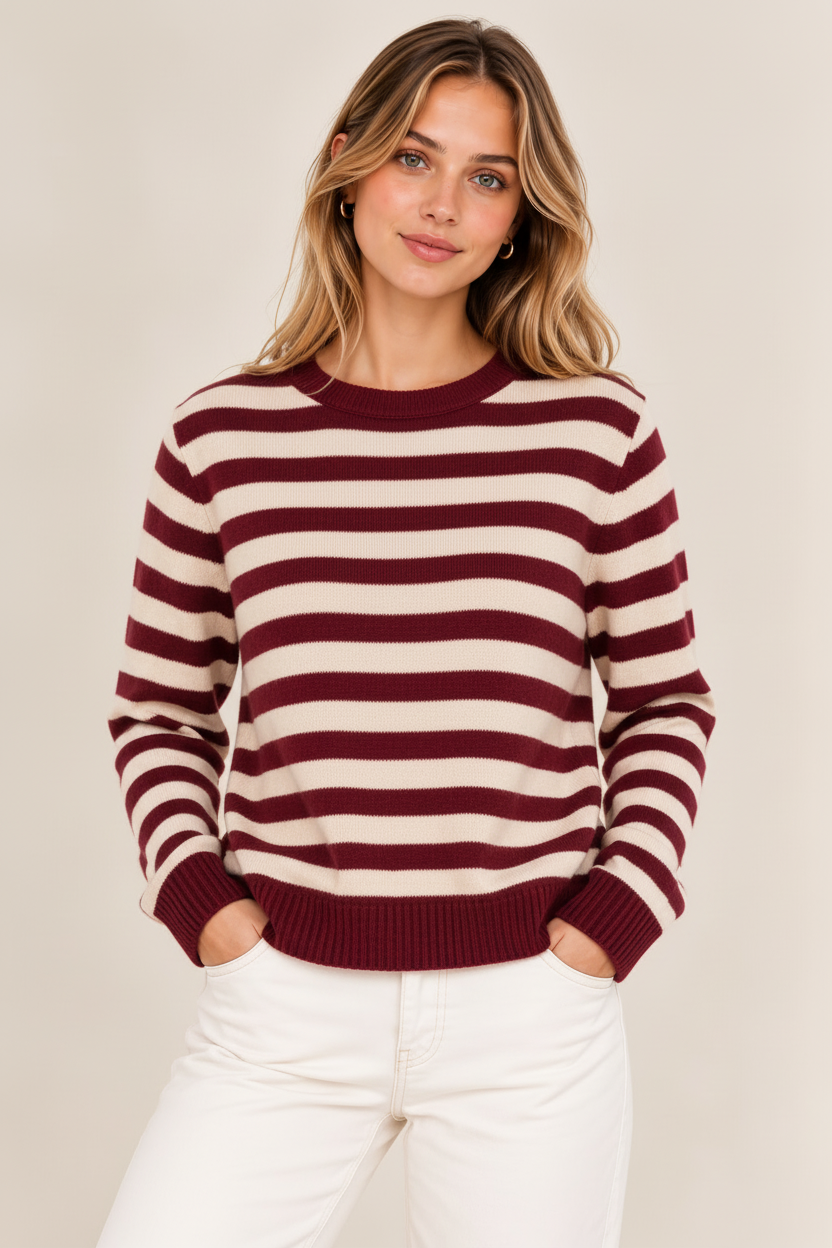 Amelie Cashmere-Woll Strickpullover Damen gestreift