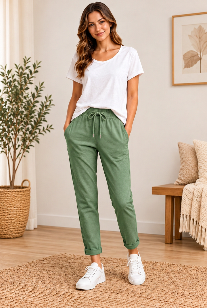 Damen Baumwollhose Elina in Grün