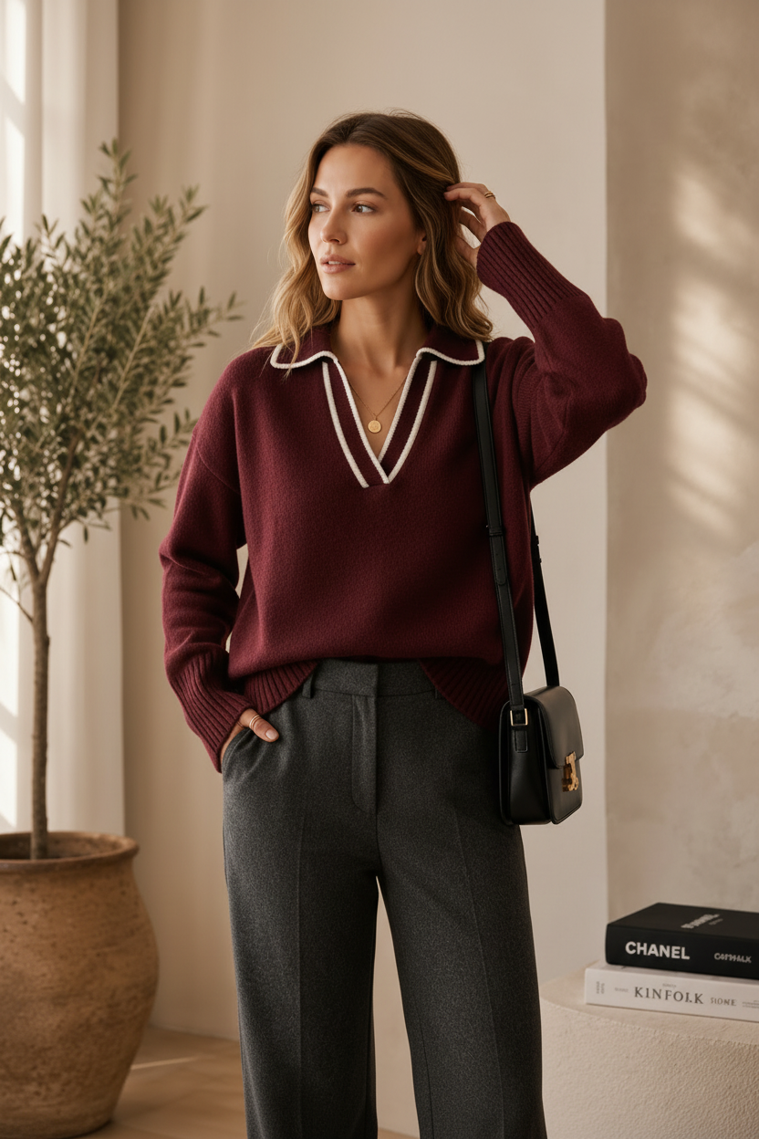 Venezia Knit Polo – Wine