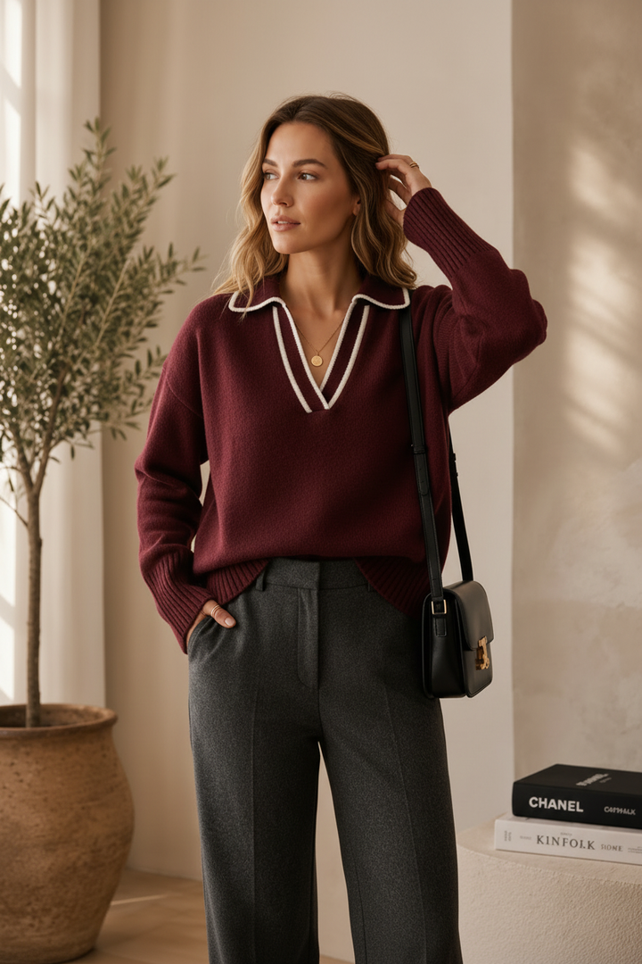 Venezia Knit Polo – Wine
