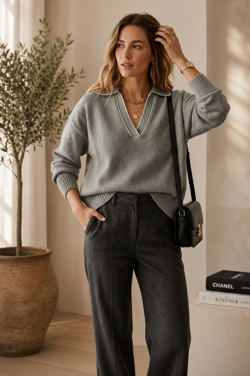 Venezia Knit Polo – Grey