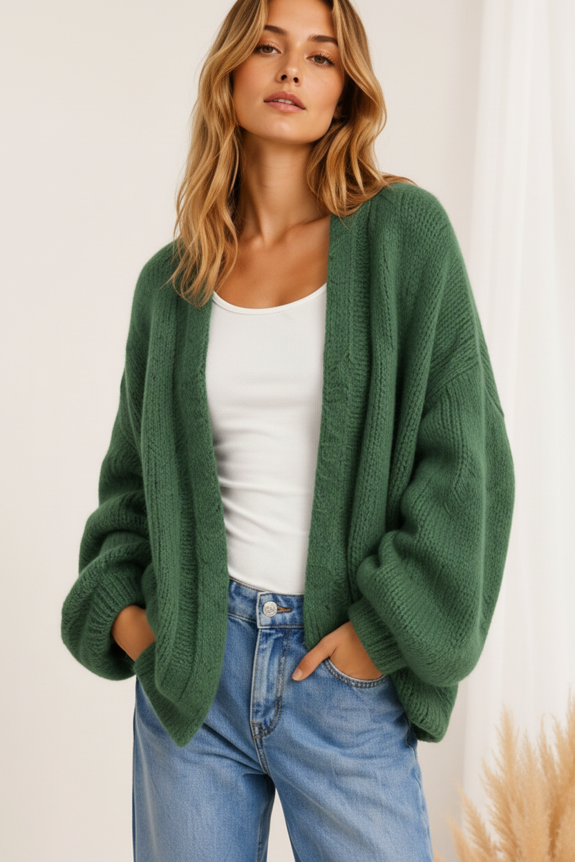 Luna Soft Knit Cardigan – Grün