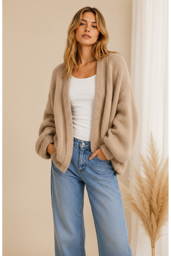 Luna Soft Knit Cardigan – Taupe Hell