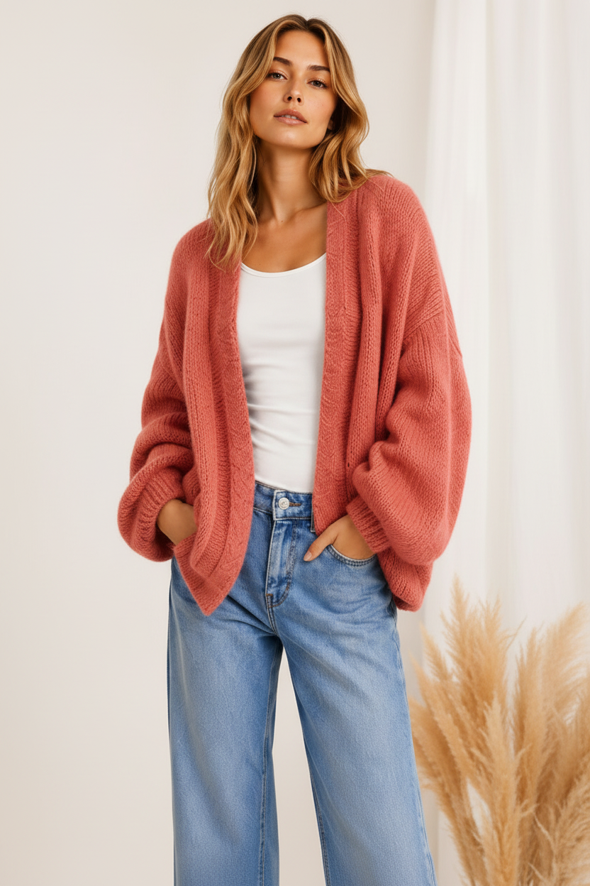 Luna Soft Knit Cardigan – Lachs
