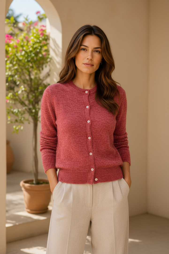 Alba Alpaka Cardigan – Rot Meliert